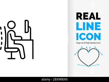 Editable line icon of a correct ergonomic posture Stock Vector