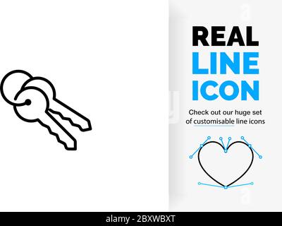 Editable line icon of a keychain Stock Vector