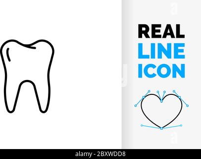 Editable line icon of a tooth Stock Vector