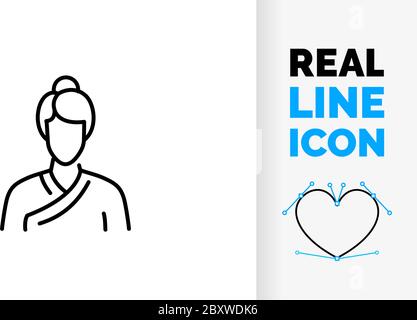 Editable line icon of a female asian woman Stock Vector
