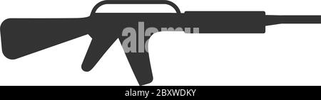 Assault carbine. Black Icon Flat on white background Stock Vector