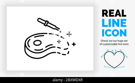 Editable real line icon of lab grown meat Stock Vector