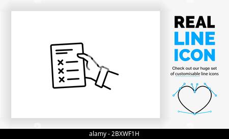 Editable line icon of a person giving a negative evaluation Stock Vector
