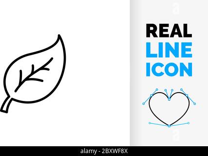 Editable line icon of a leaf Stock Vector