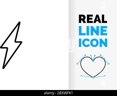 Editable line icon of a lightning bolt Stock Vector