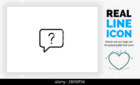 Editable line icon of a question mark in a speech bubble Stock Vector