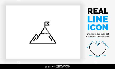 editable line icon of a mountain Stock Vector