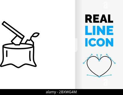 Editable line icon of deforestation Stock Vector