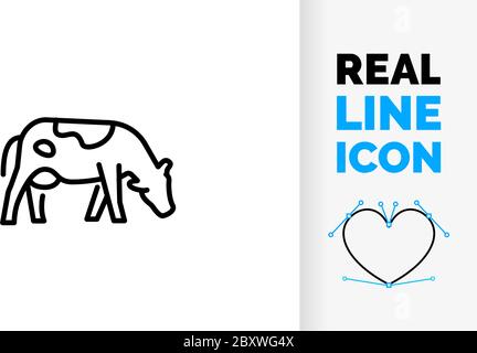 editable line icon of a side view cow Stock Vector