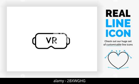 Editable line icon of a VR mas Stock Vector