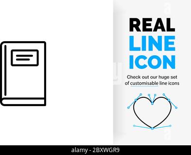 editable real line icon of a notebook Stock Vector