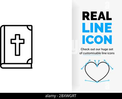 Editable line icon of the bible Stock Vector