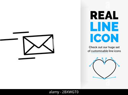 Editable line icon of outgoing email Stock Vector