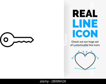 Editable line icon of a key Stock Vector