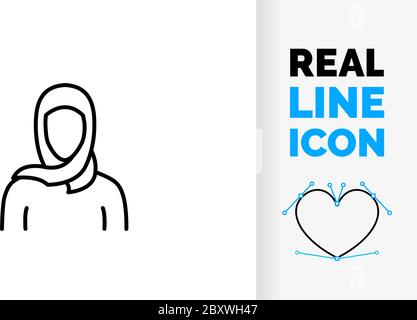 Editable line icon of middle eastern woman Stock Vector