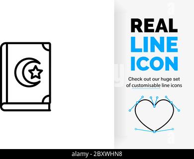 Editable line icon of the Quran Stock Vector