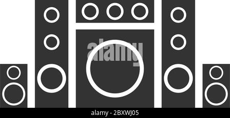 Home theater. Black Icon Flat on white background Stock Vector