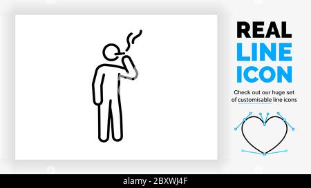 Editable line icon of a person smoking Stock Vector