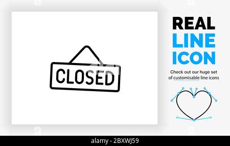 Editable line icon of a closed sign Stock Vector