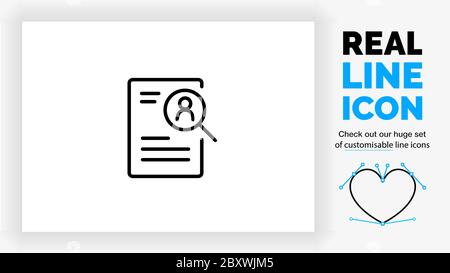 Editable lien icon of searching an applicant Stock Vector