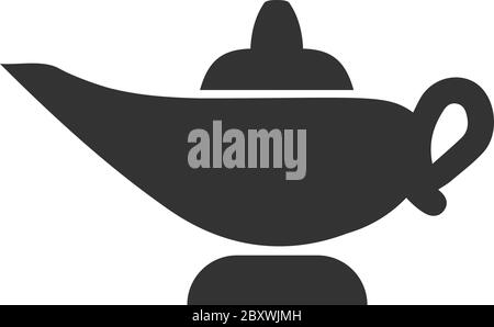 Magic lamp. Black Icon Flat on white background Stock Vector