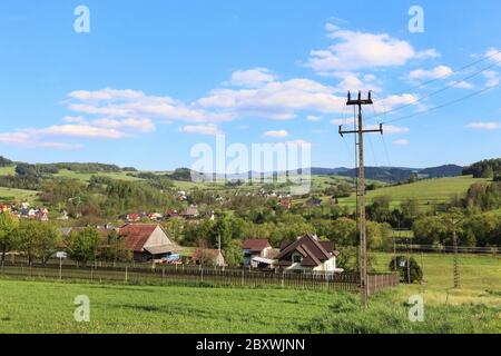 A typical polish village in Raba Wyzna, Poland. Stock Photo