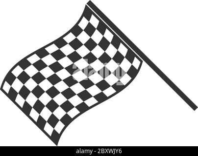 Racing Flag. Black Icon Flat on white background Stock Vector