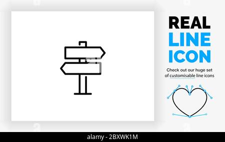 Editable line icon of a way finding sign Stock Vector