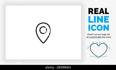 Editable line icon of a location pin Stock Vector