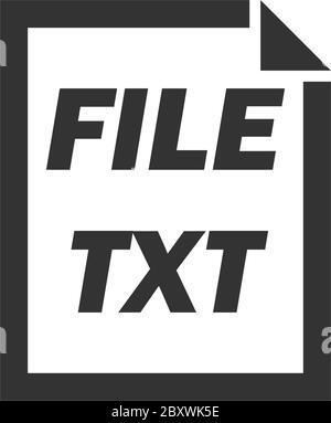 TXT File. Black Icon Flat on white background Stock Vector