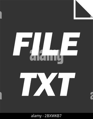 TXT file. Black Icon Flat on white background Stock Vector
