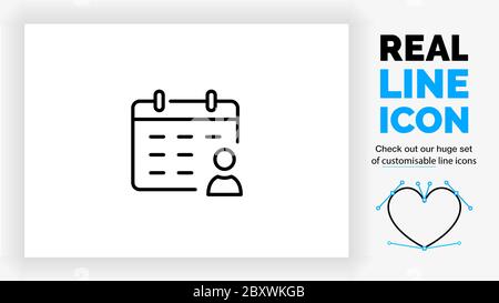 Editable line icon of a calendar Stock Vector