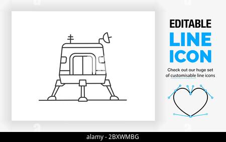 Editable line icon of a space shuttle Stock Vector