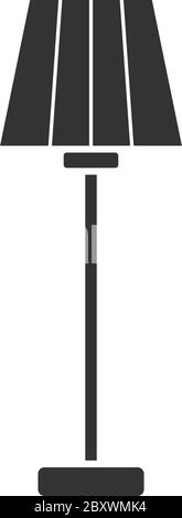 Floor lamp. Black Icon Flat on white background Stock Vector