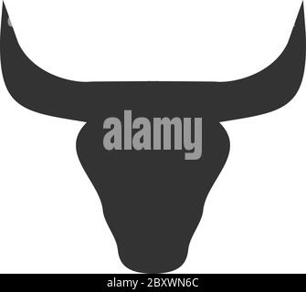 Bull Head. Black Icon Flat on white background Stock Vector