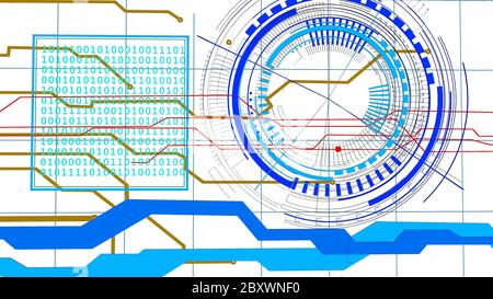 abstract technology background with circles Stock Photo