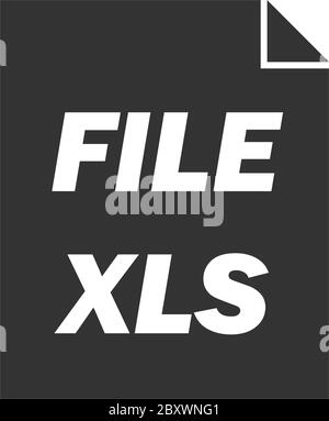 XLS. Black Icon Flat on white background Stock Vector
