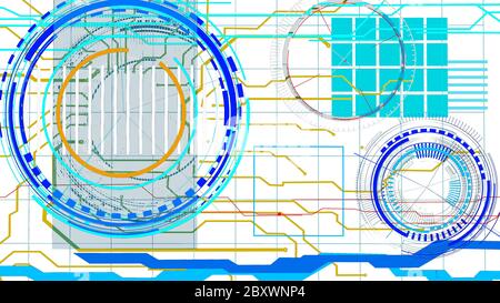 abstract technology background with circles Stock Photo