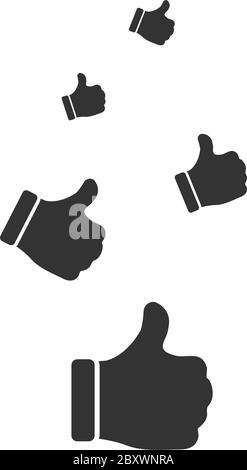 Like, Thumbs Up. Black Icon Flat on white background Stock Vector