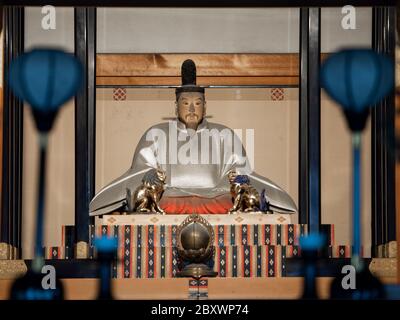 A figure of Emperor Go-Daigo that is enshrined in Taho-den building at the Tenryu-Ji Temple in Sagano, Kyoto. Stock Photo
