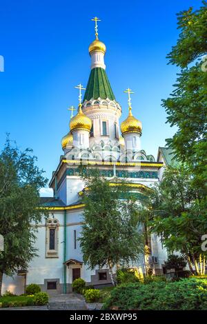 The Russian St. Nicholas church in the centre of Sofia city, capital of Bulgaria Stock Photo