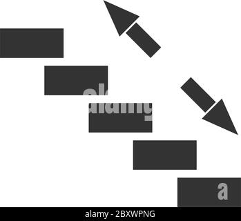 Stairs. Black Icon Flat on white background Stock Vector
