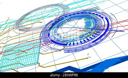 abstract technology background with circles Stock Photo