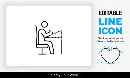 Editable line icon of a stick figure architect or graphic designer Stock Vector