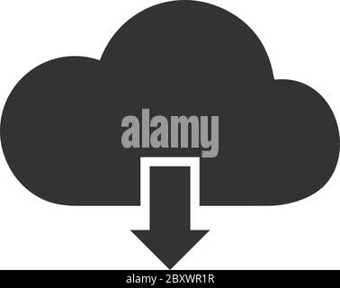 Cloud download. Black Icon Flat on white background Stock Vector