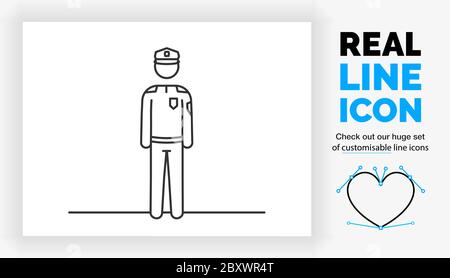 Editable line icon of a police officer Stock Vector