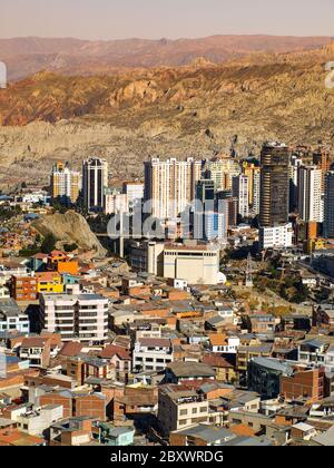 La Paz - capital city of Bolivia located very high at Altiplano plateau Stock Photo