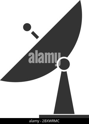Satellite TV. Black Icon Flat on white background Stock Vector