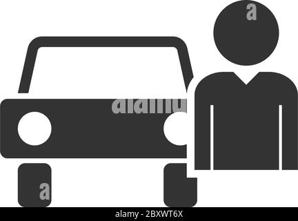 Driver. Black Icon Flat on white background Stock Vector