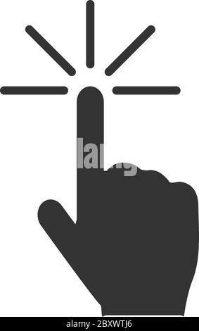 Hand click. Black Icon Flat on white background Stock Vector